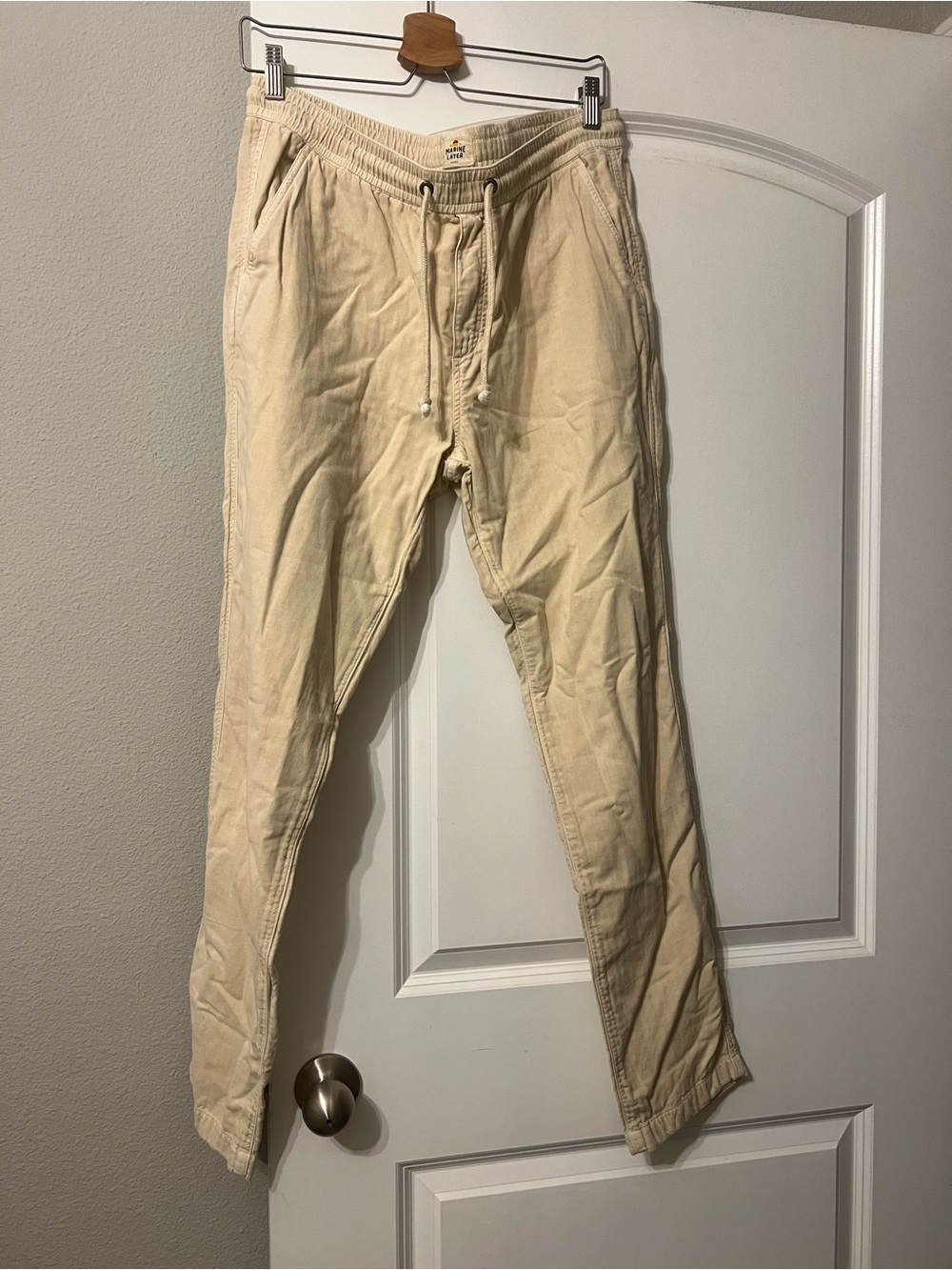 Marine Layer Men's Cream Drawstring Casual Pants